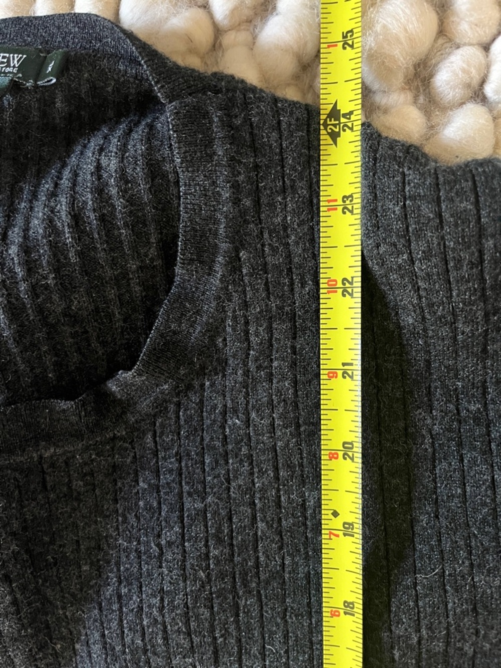 J. Crew Charcoal Ribbed Merino Wool Crewneck Sweater - Picture 6 of 6
